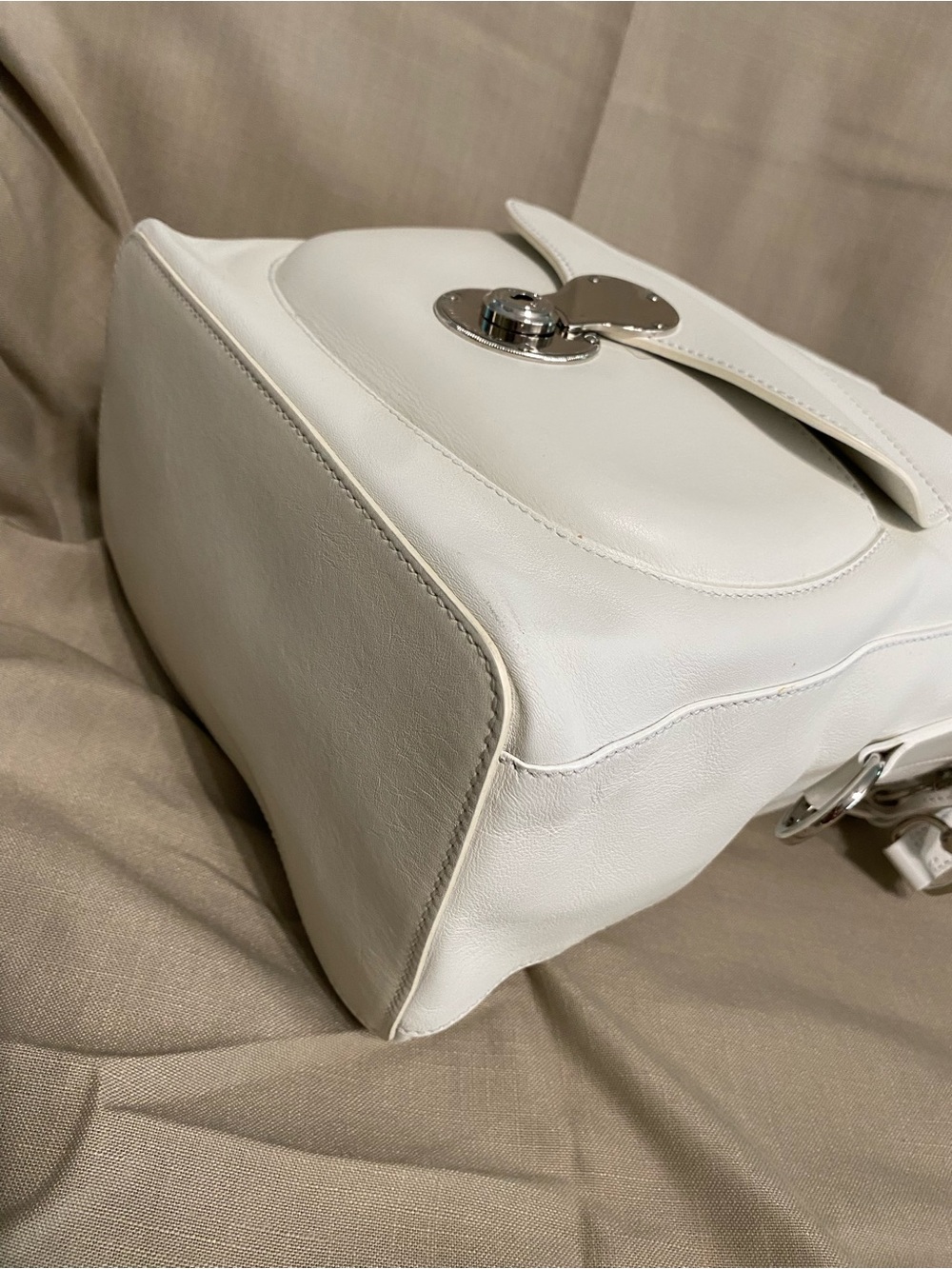 LKNW Ralph Lauren Ricky Large Drawstring Bag Leather White - Picture 8 of 14
